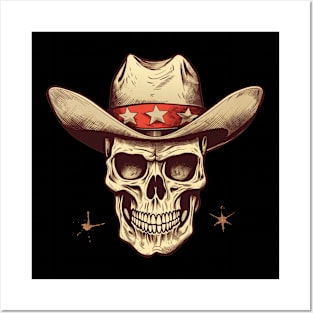 Retro 80s Cowboy Sci-Fi Western Skull Posters and Art